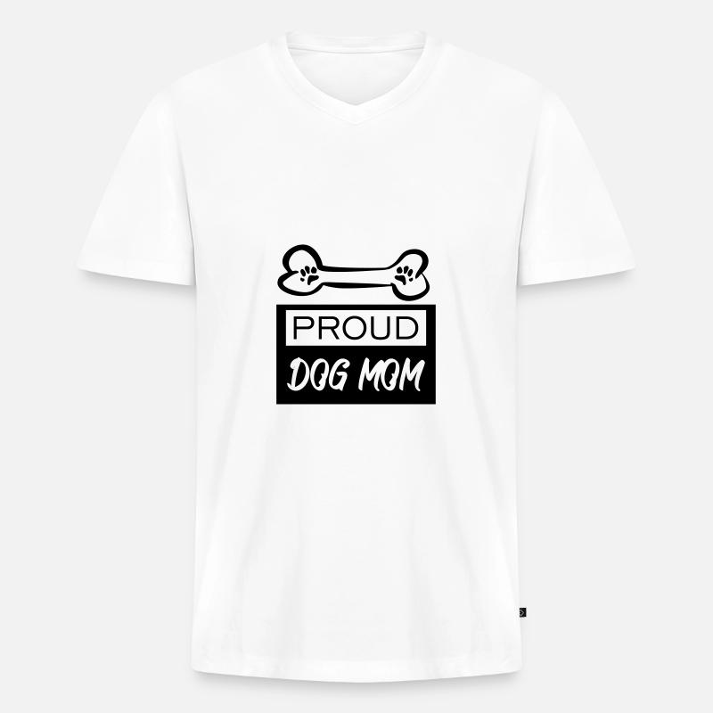 Stolze Hunde Mama - Männer Premium Bio T-Shirt mit V-Ausschnitt - Weiß