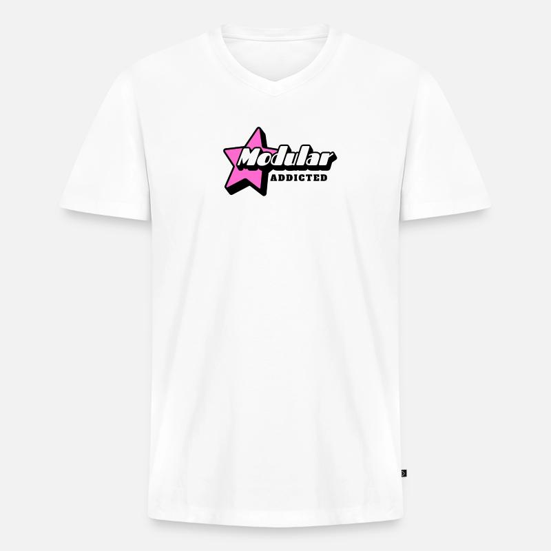 Modular Addicted Synthesizer  - Männer Premium Bio T-Shirt mit V-Ausschnitt - Weiß