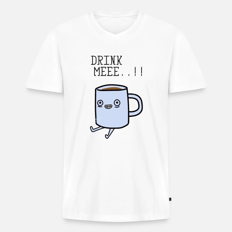 Drink Me - kaffee - Männer Premium Bio T-Shirt mit V-Ausschnitt - Weiß