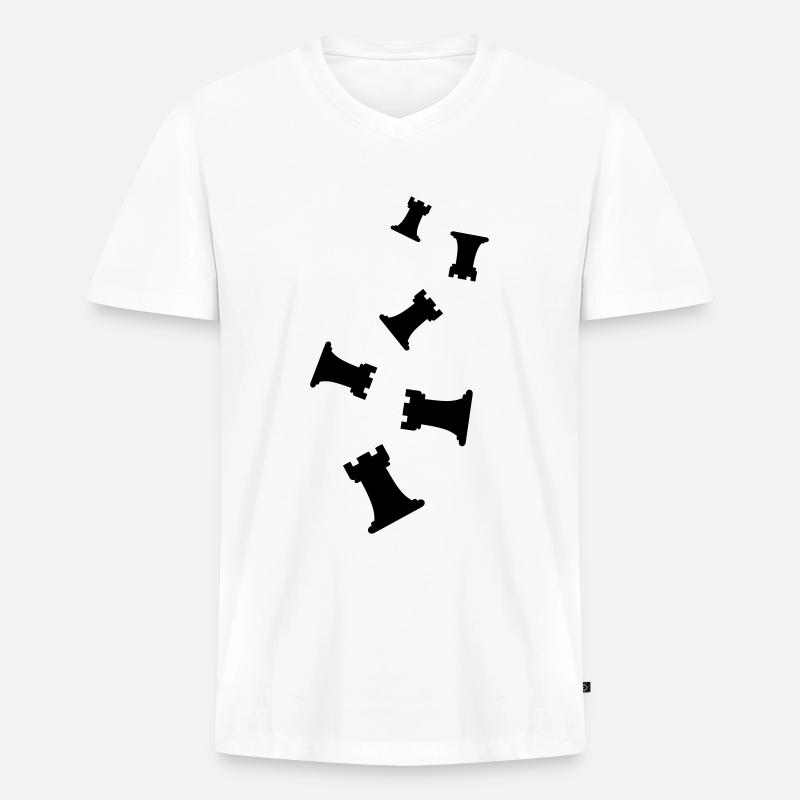 Schachfigur Turm - Männer Premium Bio T-Shirt mit V-Ausschnitt - Weiß