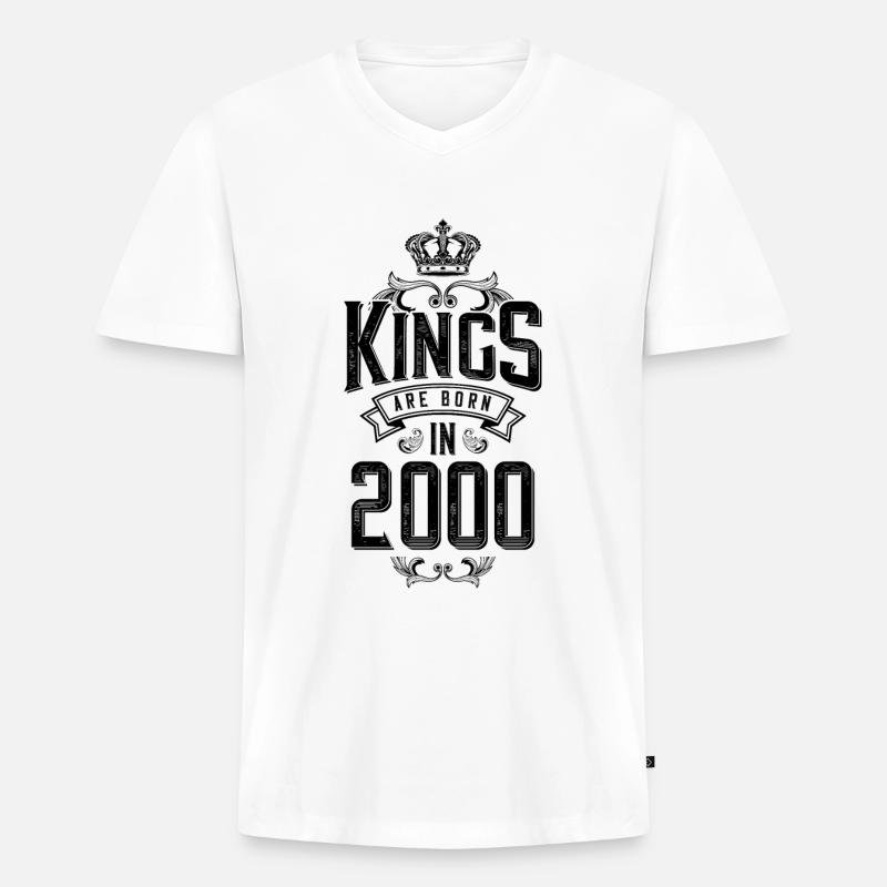 kings are born 2000 - Männer Premium Bio T-Shirt mit V-Ausschnitt - Weiß