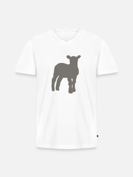 lamb - Men's Premium Organic T-shirt with V-neck - white
