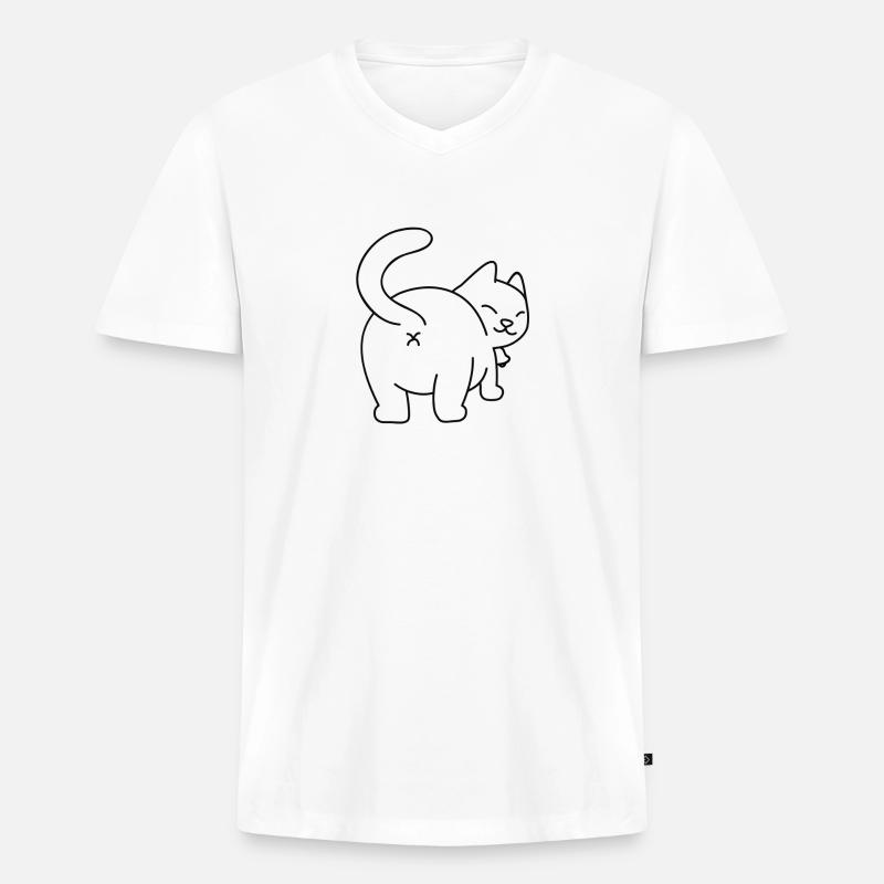 Katze Mieze Kätzchen Schmusekatze Geschenkidee - Männer Premium Bio T-Shirt mit V-Ausschnitt - Weiß