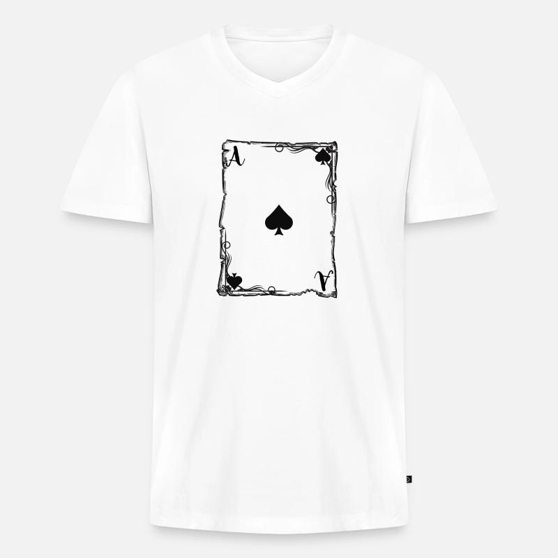 Das Pik-Ass. - Männer Premium Bio T-Shirt mit V-Ausschnitt - Weiß