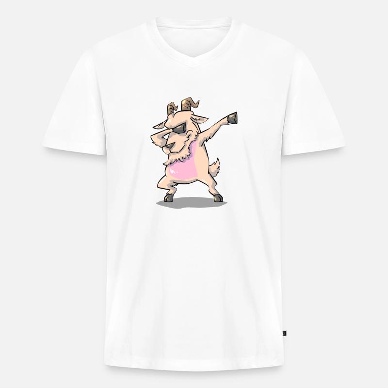 Dabbing Goat Ziege Ziegen - Männer Premium Bio T-Shirt mit V-Ausschnitt - Weiß
