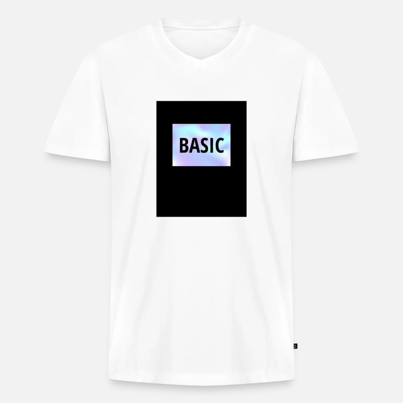 Basic - Männer Premium Bio T-Shirt mit V-Ausschnitt - Weiß