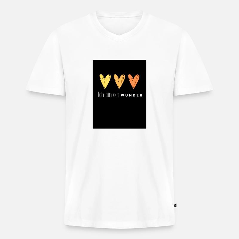 Ich bin ein Wunder - Männer Premium Bio T-Shirt mit V-Ausschnitt - Weiß
