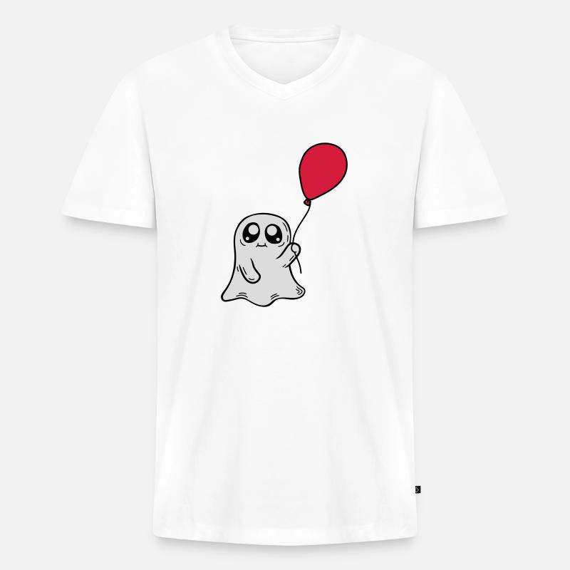 Süßer Geist hält Luftballon - Männer Premium Bio T-Shirt mit V-Ausschnitt - Weiß