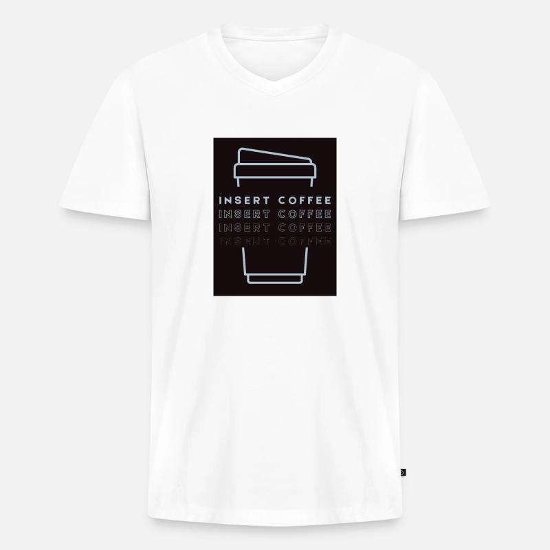 Insert Coffee Cup 2 LHBPHBBST - Männer Premium Bio T-Shirt mit V-Ausschnitt - Weiß