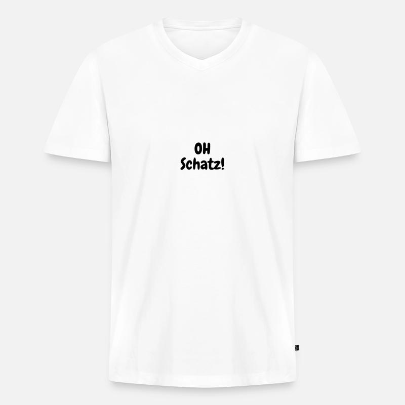 OH Schatz - Männer Premium Bio T-Shirt mit V-Ausschnitt - Weiß