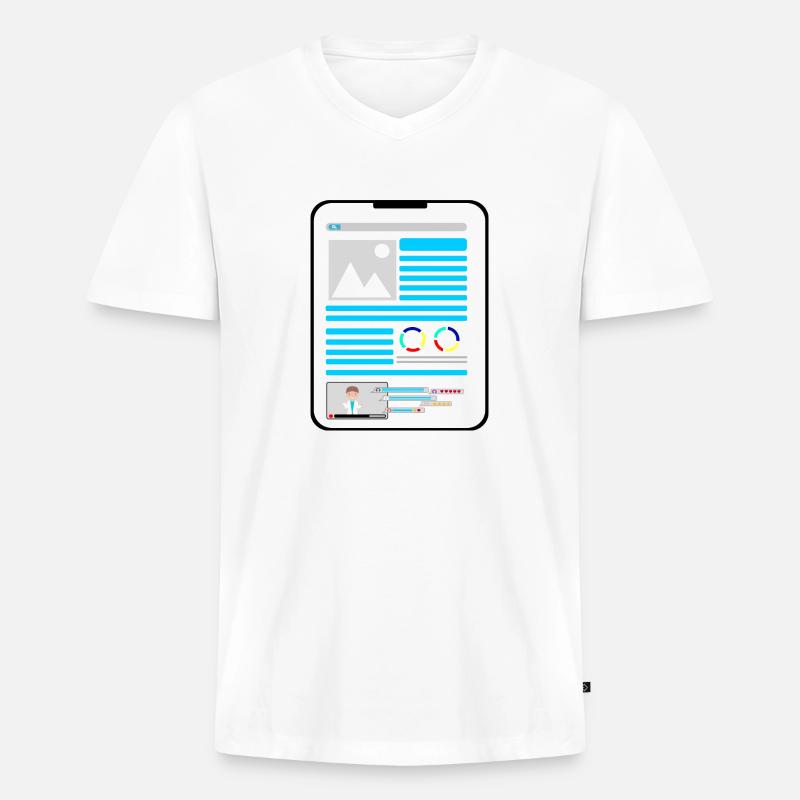 Tablet - Männer Premium Bio T-Shirt mit V-Ausschnitt - Weiß