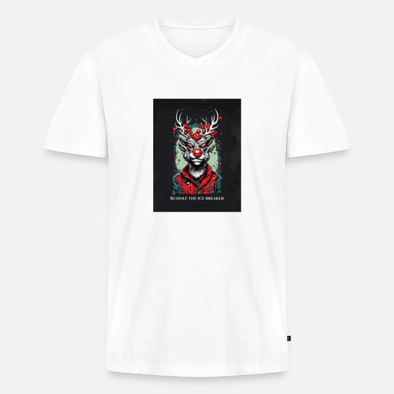 Rudolf der Eisbrecher - Männer Premium Bio T-Shirt mit V-Ausschnitt - Weiß