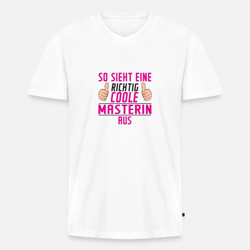 Masterin | | Student | Uni | Master Studium - Männer Premium Bio T-Shirt mit V-Ausschnitt - Weiß