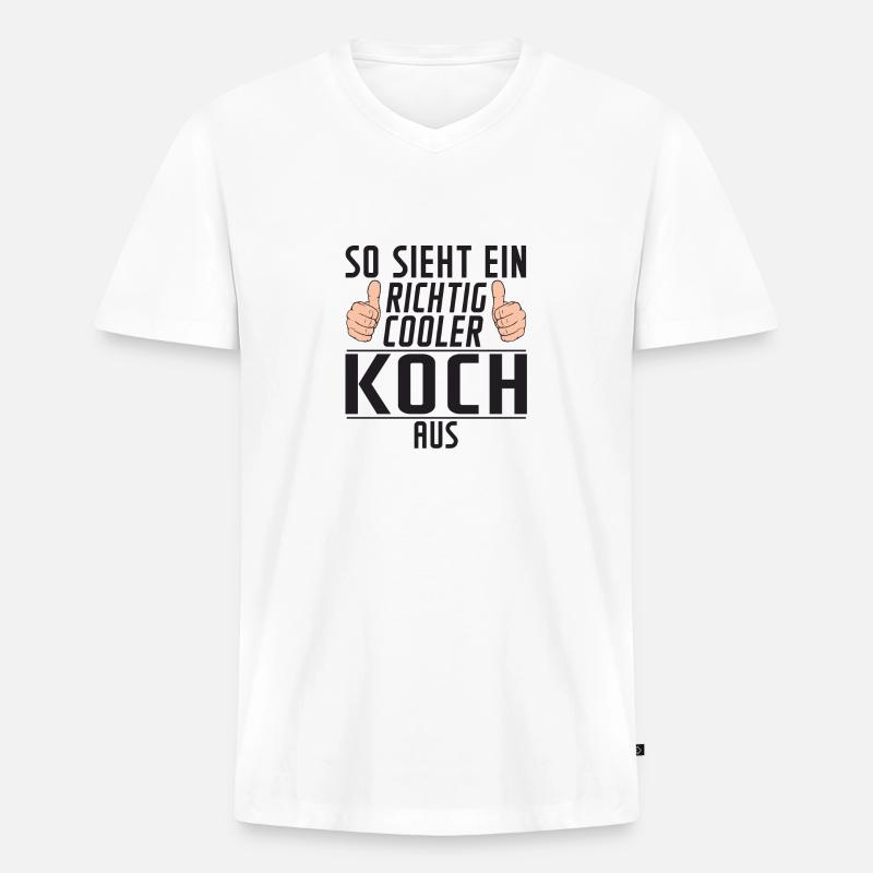 Koch | Spruch | Chefkoch | Chefkoch - Männer Premium Bio T-Shirt mit V-Ausschnitt - Weiß