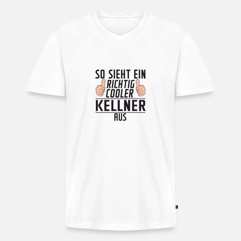 Kellner | Spruch | Definition kellnern | Bedienung - Männer Premium Bio T-Shirt mit V-Ausschnitt - Weiß