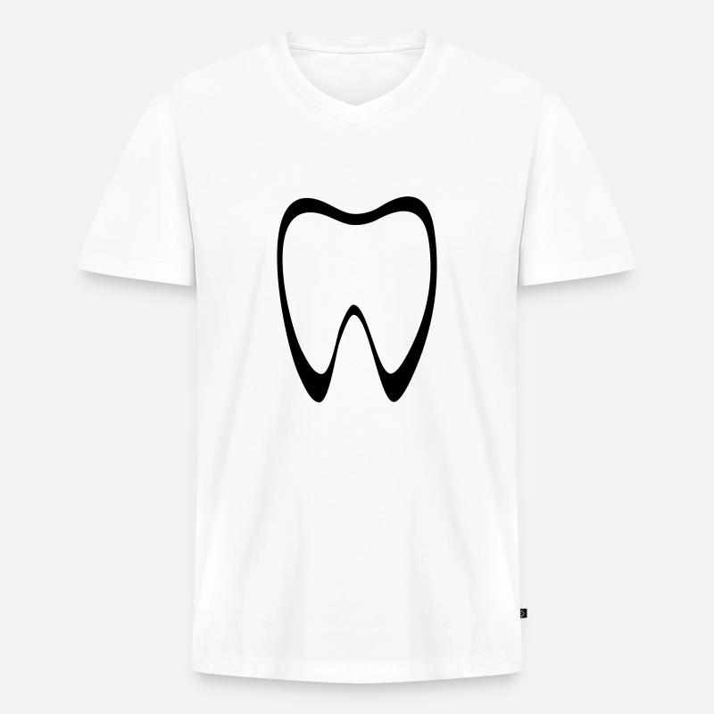 Zahn - Männer Premium Bio T-Shirt mit V-Ausschnitt - Weiß
