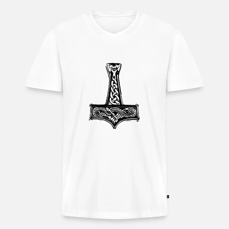 mjolnir - Männer Premium Bio T-Shirt mit V-Ausschnitt - Weiß