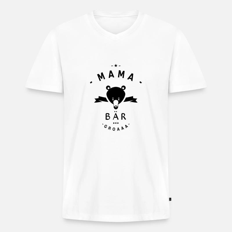 MAMA BÄR - Männer Premium Bio T-Shirt mit V-Ausschnitt - Weiß