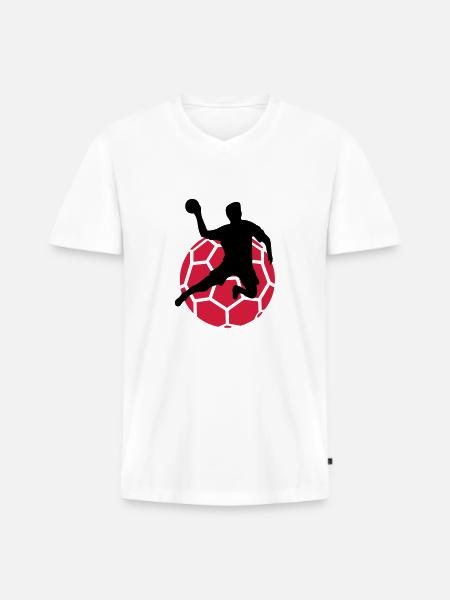 handball - T-shirt encolure en V Premium bio Homme - blanc