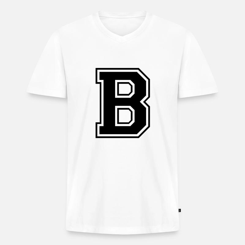 b - Männer Premium Bio T-Shirt mit V-Ausschnitt - Weiß