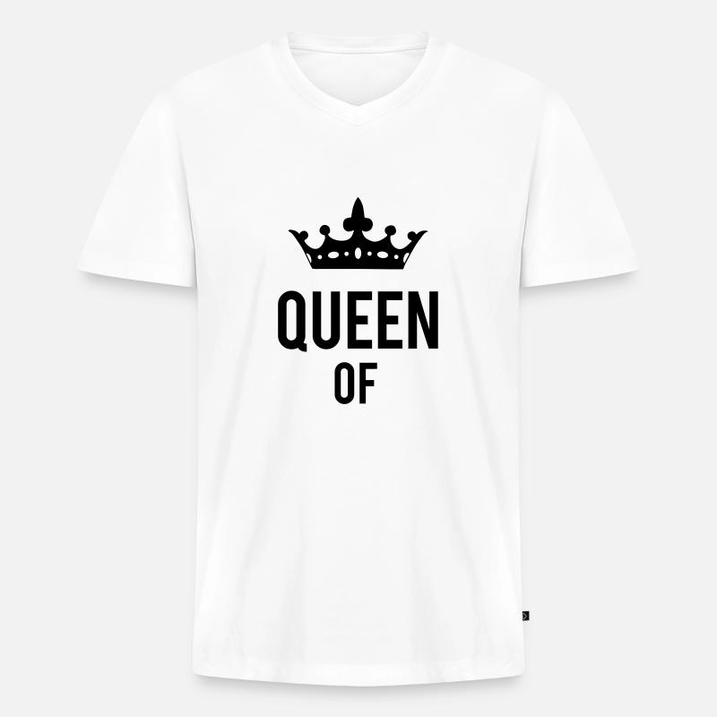 Queen - Männer Premium Bio T-Shirt mit V-Ausschnitt - Weiß