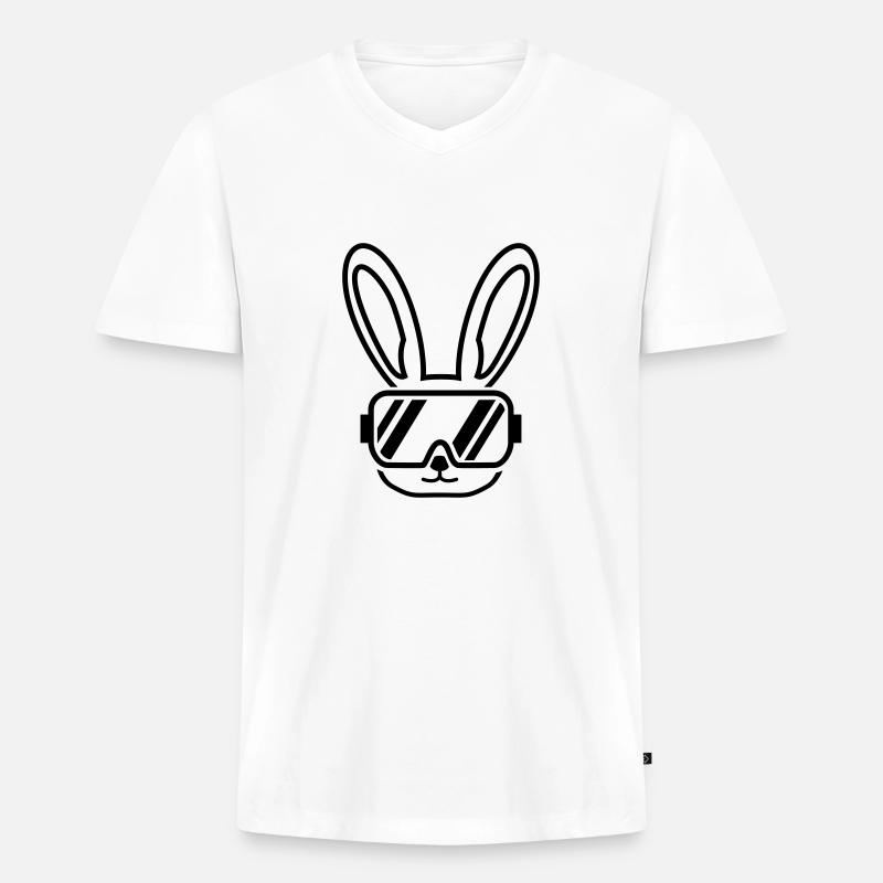 skihase_f1 - Männer Premium Bio T-Shirt mit V-Ausschnitt - Weiß