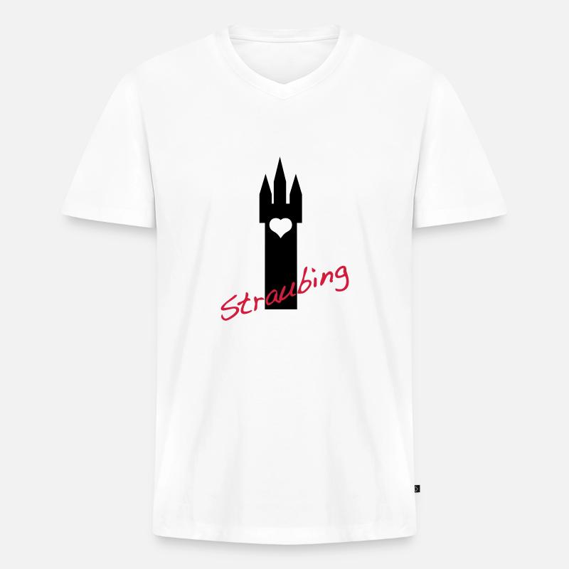 straubing - Männer Premium Bio T-Shirt mit V-Ausschnitt - Weiß