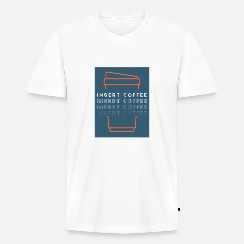 Insert Coffee Cup 2 LOPWBTT - Männer Premium Bio T-Shirt mit V-Ausschnitt - Weiß