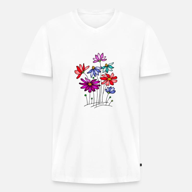 Blumen - Männer Premium Bio T-Shirt mit V-Ausschnitt - Weiß