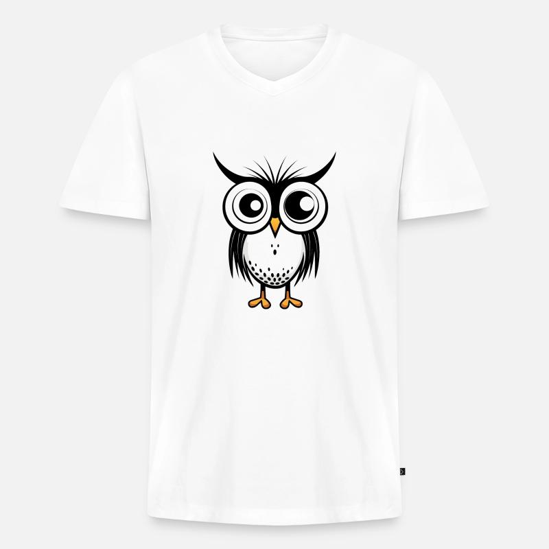 Eule - Männer Premium Bio T-Shirt mit V-Ausschnitt - Weiß