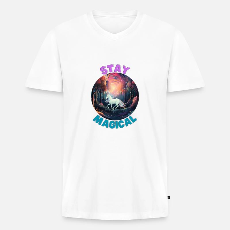 Unicorn2 - Männer Premium Bio T-Shirt mit V-Ausschnitt - Weiß