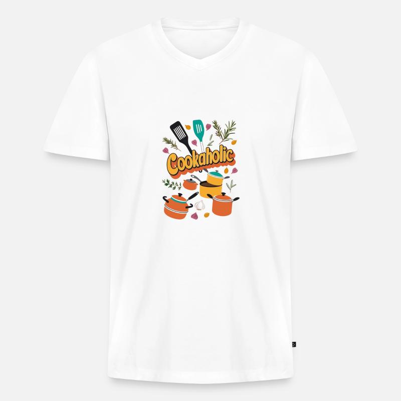 Koch kochen lecker Geschenk - Männer Premium Bio T-Shirt mit V-Ausschnitt - Weiß