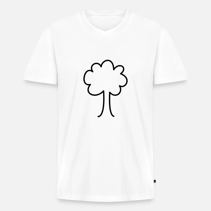 Baum - Männer Premium Bio T-Shirt mit V-Ausschnitt - Weiß