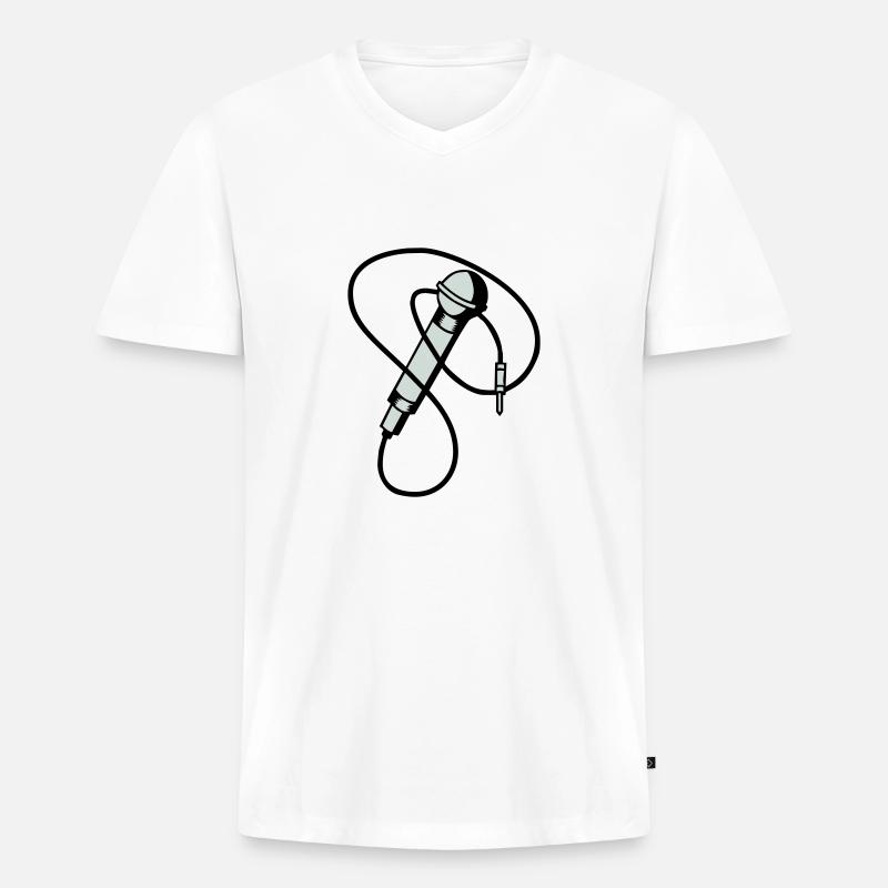 microphone - Männer Premium Bio T-Shirt mit V-Ausschnitt - Weiß