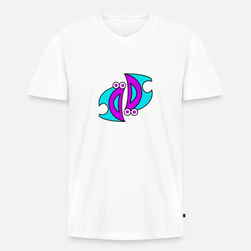 Doppel D.F. - Männer Premium Bio T-Shirt mit V-Ausschnitt - Weiß