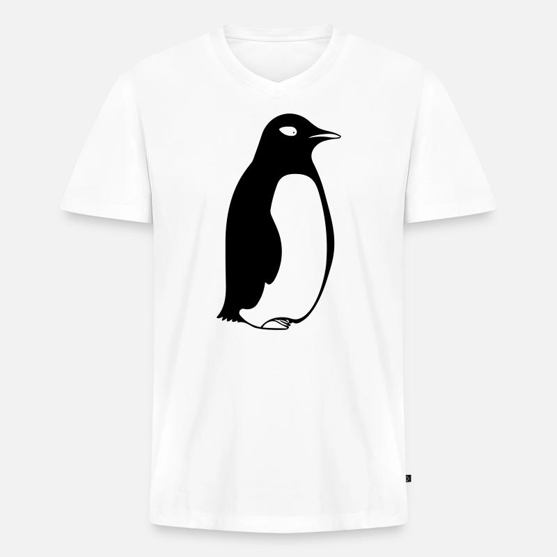 Pinguin - Männer Premium Bio T-Shirt mit V-Ausschnitt - Weiß