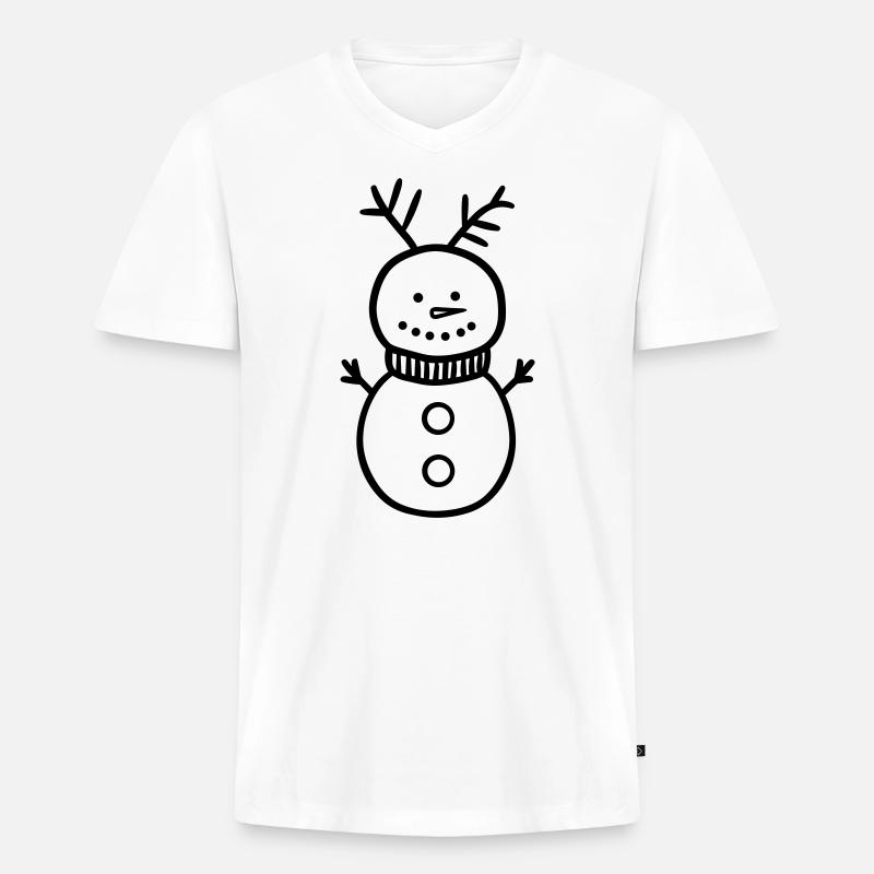 Schneemann - Männer Premium Bio T-Shirt mit V-Ausschnitt - Weiß