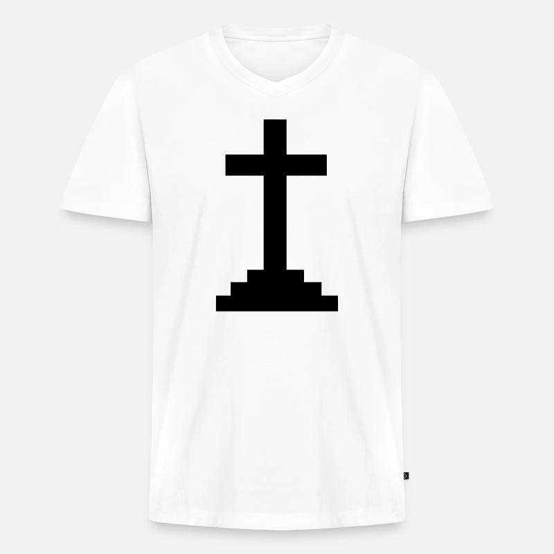 Kreuz (V) - Männer Premium Bio T-Shirt mit V-Ausschnitt - Weiß