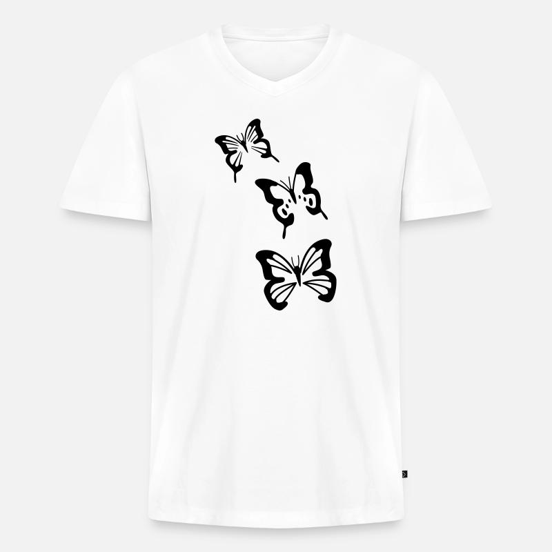 Schmetterlinge - Männer Premium Bio T-Shirt mit V-Ausschnitt - Weiß