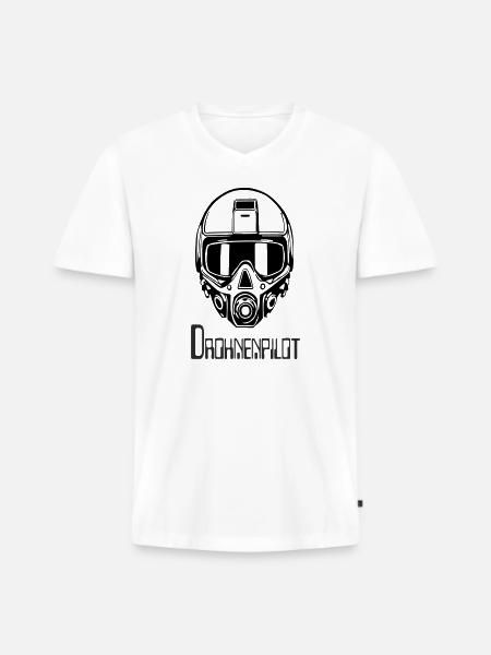 DrohnenPlot Neon Linien Muster - Männer Premium Bio T-Shirt mit V-Ausschnitt - Weiß