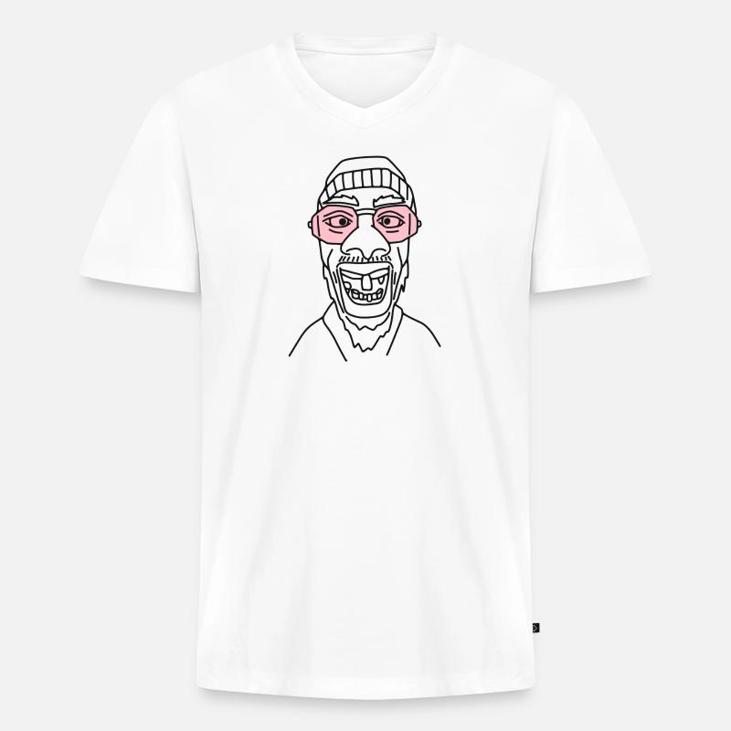 Cooler Typ - Männer Premium Bio T-Shirt mit V-Ausschnitt - Weiß