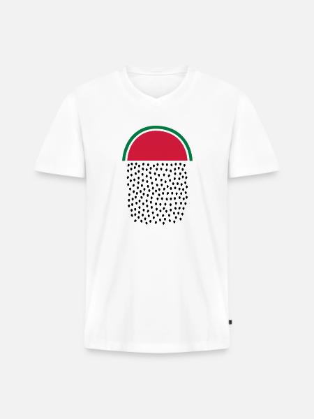 Watermelon Rain - Männer Premium Bio T-Shirt mit V-Ausschnitt - Weiß