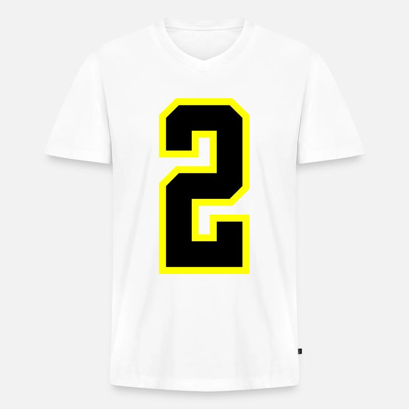 2 Zahl Trikot - Männer Premium Bio T-Shirt mit V-Ausschnitt - Weiß