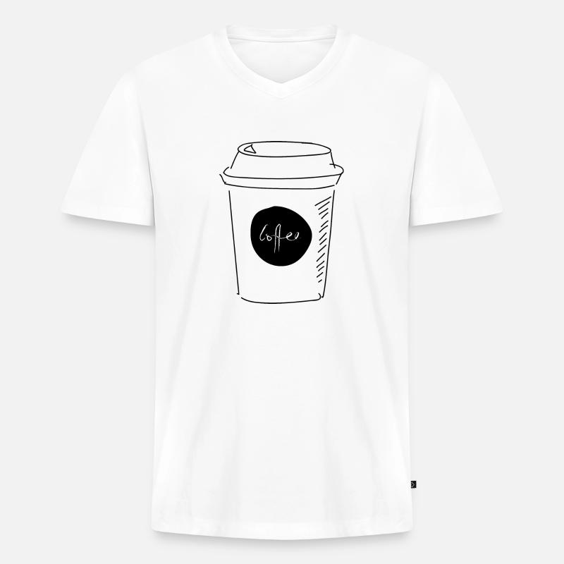 Kaffee. Kaffee, Kaffee - Männer Premium Bio T-Shirt mit V-Ausschnitt - Weiß