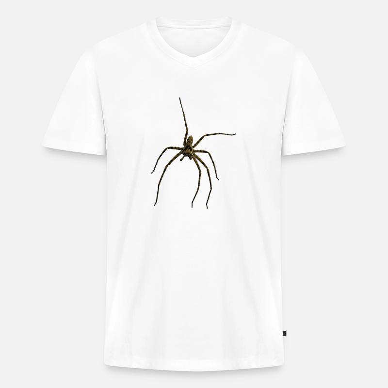 Hauswinkelspinne - Männer Premium Bio T-Shirt mit V-Ausschnitt - Weiß