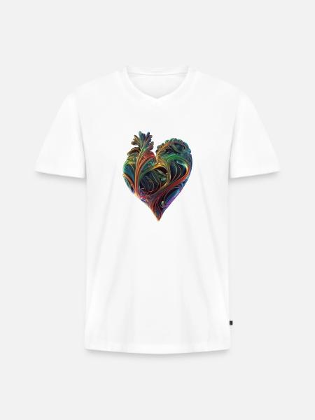 Herz - Männer Premium Bio T-Shirt mit V-Ausschnitt - Weiß