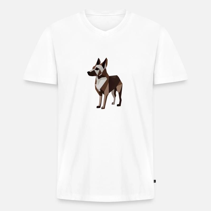 Minimalistischer Hund - Männer Premium Bio T-Shirt mit V-Ausschnitt - Weiß