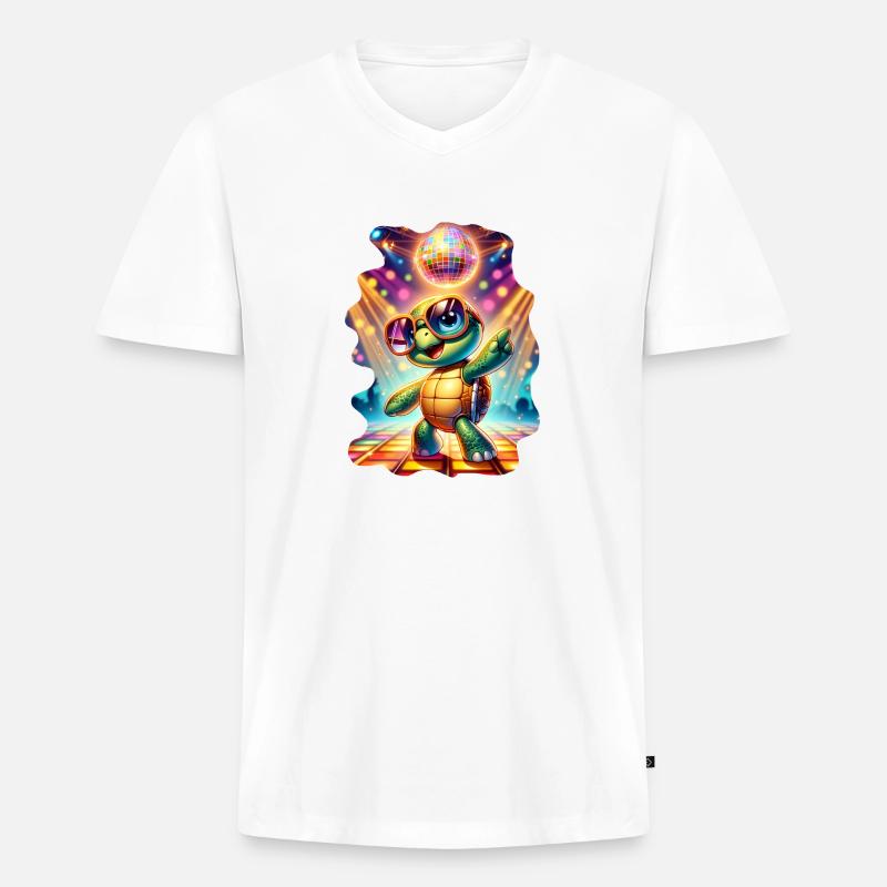 Party-Schildkröte - Männer Premium Bio T-Shirt mit V-Ausschnitt - Weiß