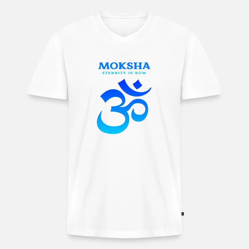 Moksha Eternity is Now - Männer Premium Bio T-Shirt mit V-Ausschnitt - Weiß
