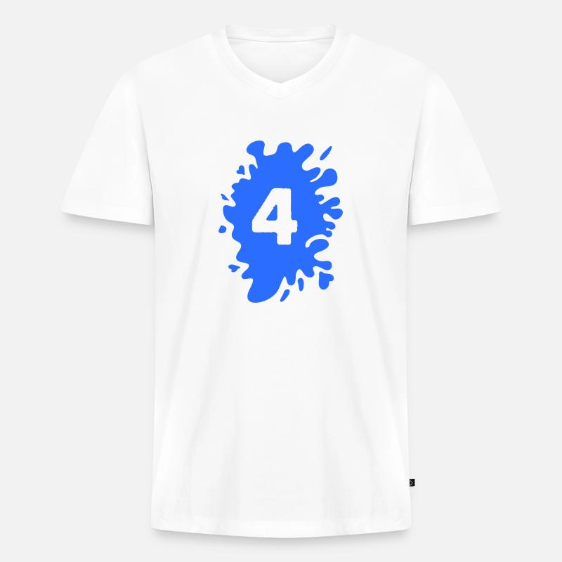 Klecks 4 - Männer Premium Bio T-Shirt mit V-Ausschnitt - Weiß